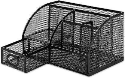 Amazon Basics Pen Holder and Desk Organizer, Office Caddy Storage, ‎9.1" x 5.9" - Image 3