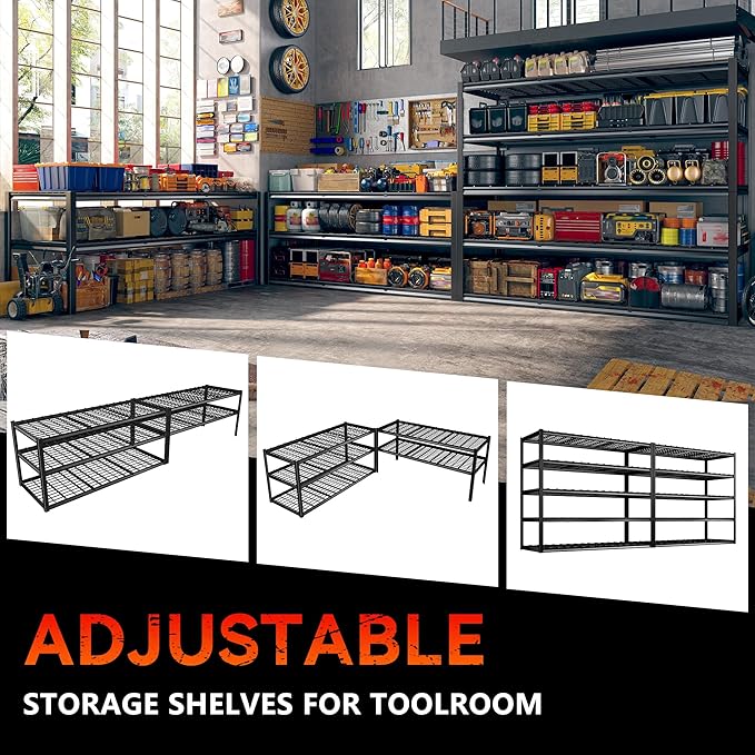 REIBII 60" W Garage Shelving Heavy Duty Metal Shelving 3000LBS Storage Shelves - Image 6