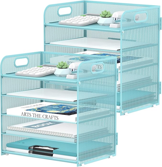 2 Pack 5-Tier Blue Desk Organizer by SUPEASY