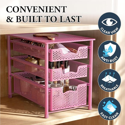 Simple Houseware Stackable 3 Tier Sliding Basket Organizer Drawer - Image 5