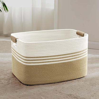 72L Large Laundry Basket with Leather Handles by SunNewt