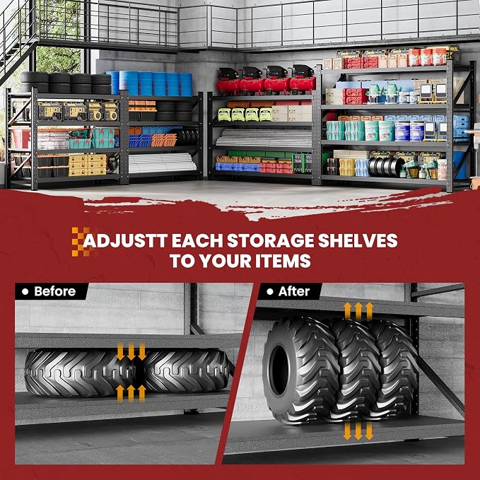 71" Wide Storage Shelves, 5000LBS Garage Shelving Heavy Duty, Standing Shelf - Image 4