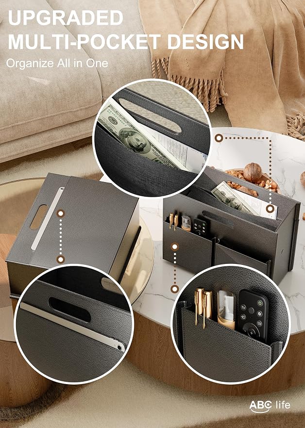 ABC life Magazine Holder Stable Magazine Rack Floor, Foldable PU Leather - Image 3