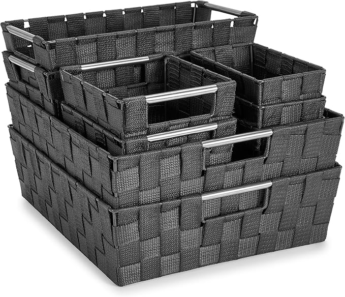 Sorbus Set of 9 Woven Storage Baskets – Mesh Hand-Woven Baskets by Sorbus