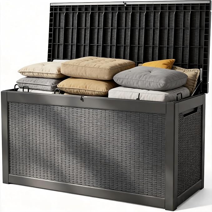 320 Gallon Professional Waterproof Pool Storage Bin, Lockable Outdoor Storage by ODUFO
