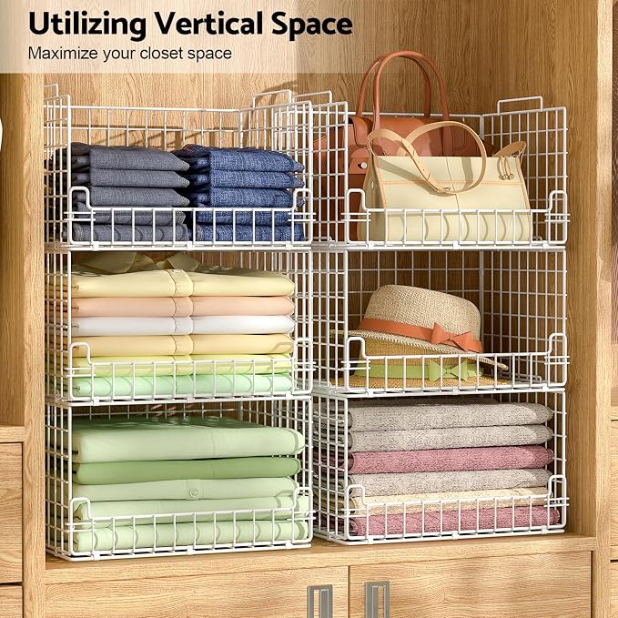 4-Tier Stackable Closet Organizers and Storage Basket - Image 2