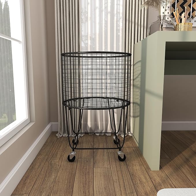 CosmoLiving by Cosmopolitan Metal Storage Cart Deep Set Rolling Mesh Laundry - Image 9