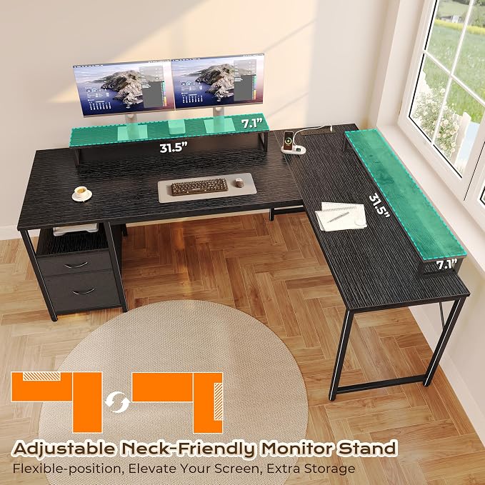 PRAISUN 55 Inch L Shaped Desk - Image 6