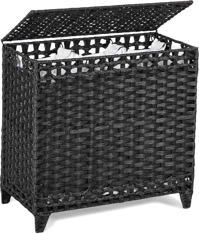 Laundry Hamper with 3 Removable Liner Bags; 132L Handwoven Rattan Laundry by Hermina