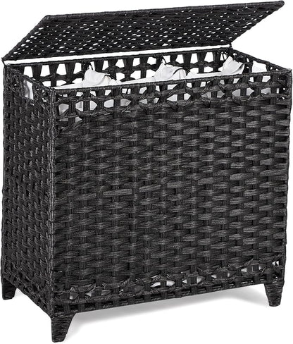 Laundry Hamper with 3 Removable Liner Bags; 132L Handwoven Rattan Laundry by Hermina