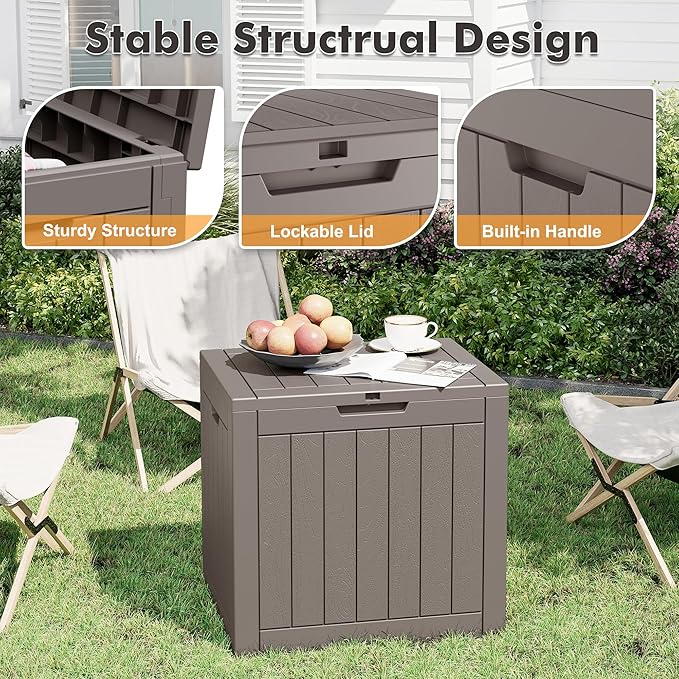 Outdoor Storage Box, 35 Gallon Resin Deck Boxes Outdoor Waterproof - Image 4