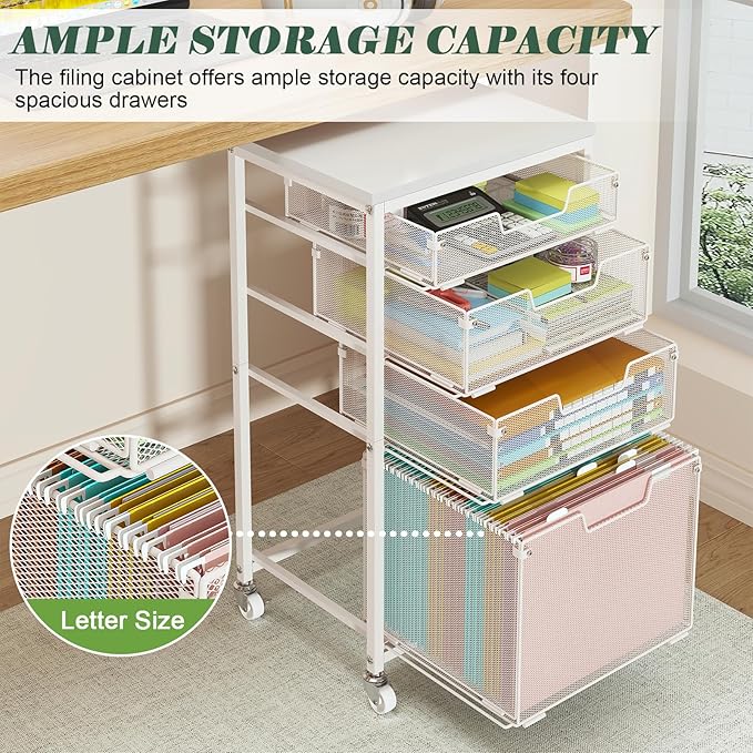 Sbanmao 4 Drawer Rolling File Cart - Image 4