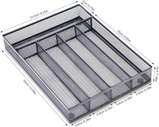 WuGeShop Office Desk Drawer Organizer, 5 Compartments Mesh Drawer Organizer Tray - Image 7