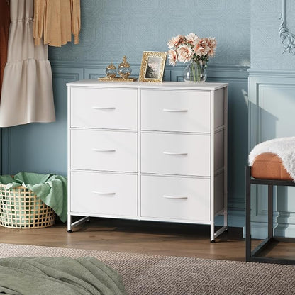 WLIVE Dresser for Bedroom with 6 Drawers, Metal Frame, Wooden Top, Fabric - Image 2