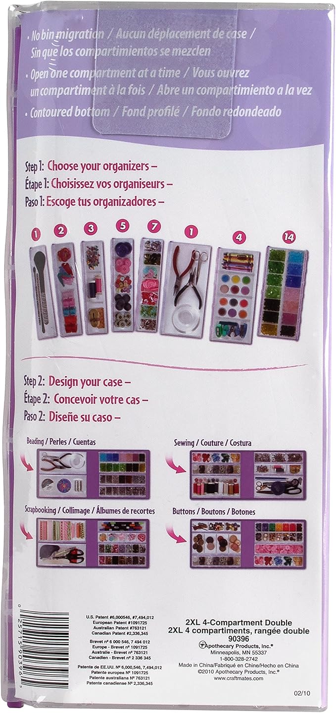 Craft Mates Bead Organizer, 4 Locking Compartments, Plastic Storage | Clear - Image 4
