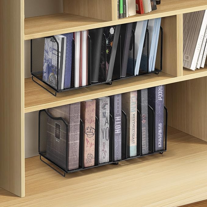 Simple Trending 2 Pack Mesh Desktop File Sorter Organizer, 7-Section Bookshelf - Image 5