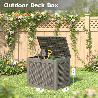 Outdoor Storage Box, 35 Gallon Resin Deck Boxes Outdoor Waterproof - Image 2