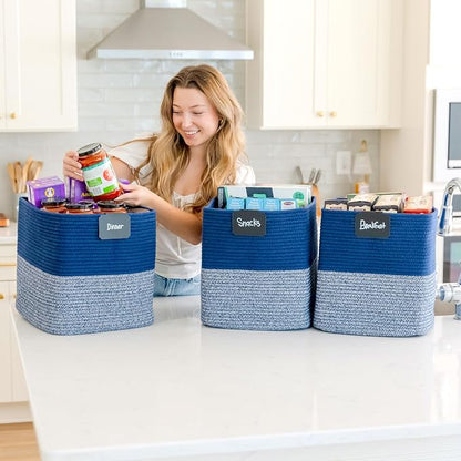 NaturalCozy 13x15x13 Kallax Storage Cubes Bins, 3 Pack | Cotton Rope Cube - Image 4