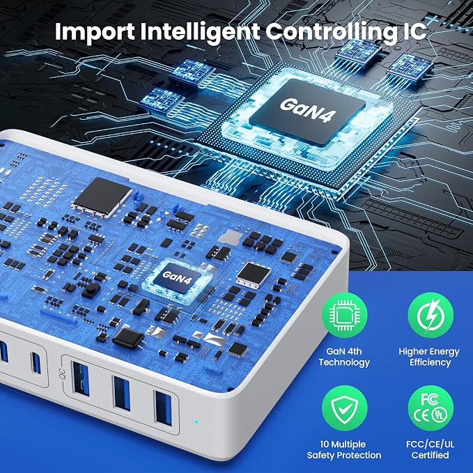 USB C Charger 430W USB C Charger Block, 8-Ports GaN IV Fast Charging Station Hub - Image 4