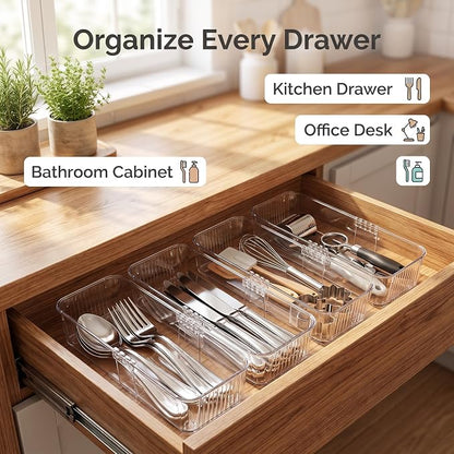 8-Piece Kitchen Storage and Organization Set | Expandable Drawer Organizer Bins - Image 7