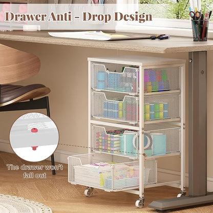 4-Drawer Rolling Storage Cart, Utility Cart - Image 5