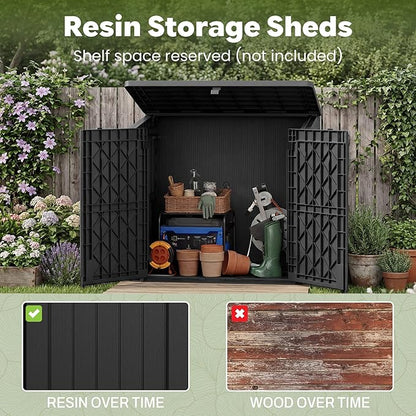 LHBcraft 36 Cu Ft Outdoor Storage Cabinet, Horizontal Resin Storage Shed Box - Image 5
