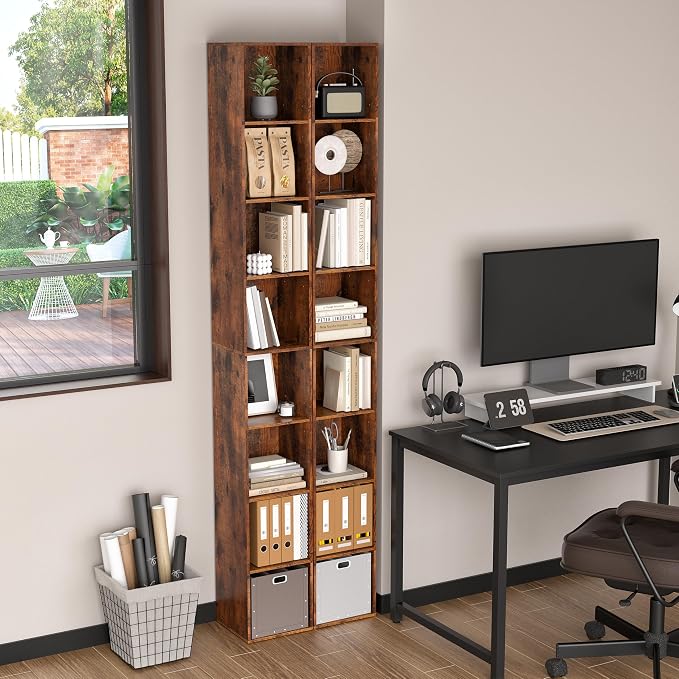 8-Cube Storage Organizer Bookcase, Tall Narrow Bookshelf - Image 5