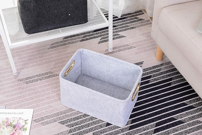 Collapsible Storage Bins Foldable Felt Fabric Storage Basket Organizer Boxes - Image 5