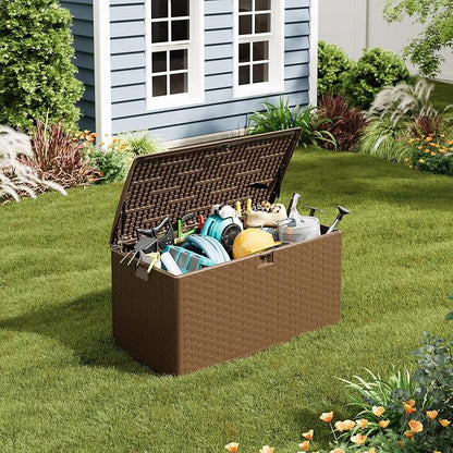 IDEALHOUSE 100 Gallon Resin Deck Box, Waterproof Outdoor Storage Box - Image 8