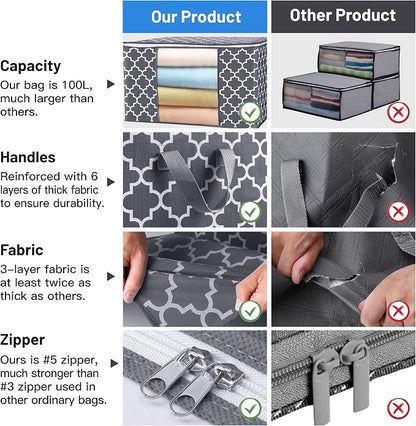 WISELIFE Storage Bags, Large Blanket Clothes Organization and Storage Containers - Image 3