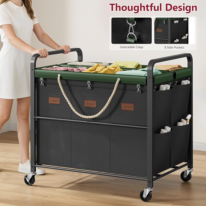 Tajsoon 350L Extra Large Laundry Sorter 6 Section, Heavy Duty Laundry Basket - Image 6