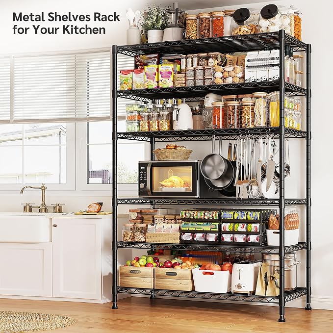 REIBII 75''H Storage Shelves Metal Shelving Unit, 6 Tier Wire Shelving - Image 6