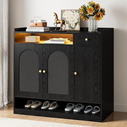 LIKIMIO Rattan Shoe Storage Cabinet, 30 Pairs 6-Tier Shoe Cabinet Storage by LIKIMIO