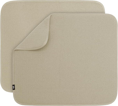 S&T INC. Dish Drying Mat 2 Pack, 16” x 18”, Absorbent Microfiber Kitchen by STINC