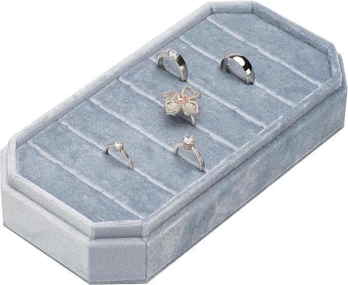 Velvet Ring Organizer Display Tray Jewelry Box Earring Holder Case - Image 2