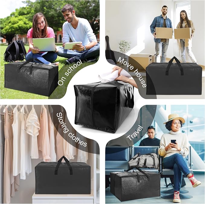 6 Pack Heavy Duty Large Moving Bags W/Backpack Straps - Image 6