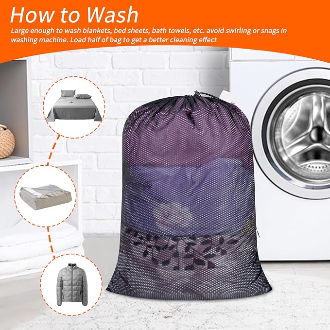 Polecasa Heavy Duty Diamond Mesh Laundry Bag, Machine Washable, Commercial Grade - Image 6