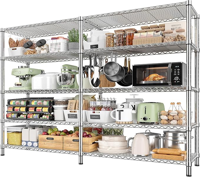 REIBII 1500LBS Storage Shelves 61.7''W Wire Shelving Unit 5 Tier Metal Shelving by REIBII