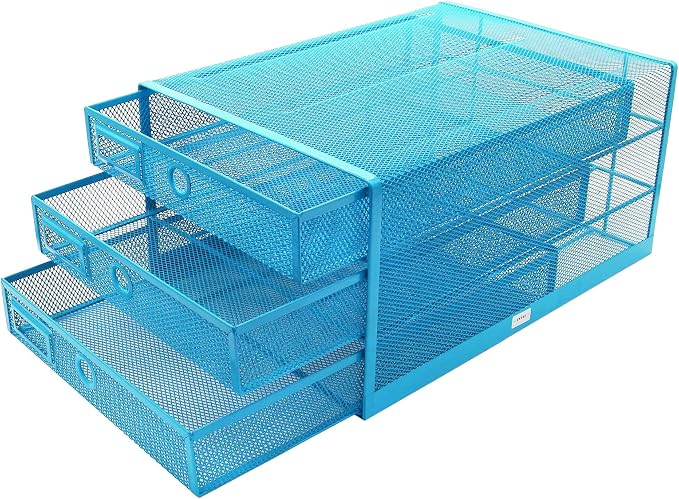 Annova Desk Organizer Wire Mesh 3 Tier Sliding Drawers Paper - Image 7