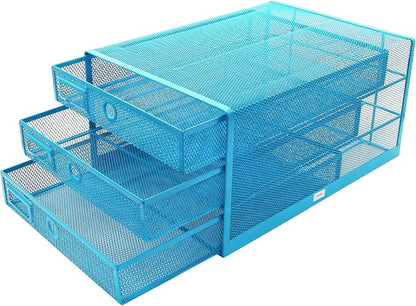 Annova Desk Organizer Wire Mesh 3 Tier Sliding Drawers Paper - Image 7