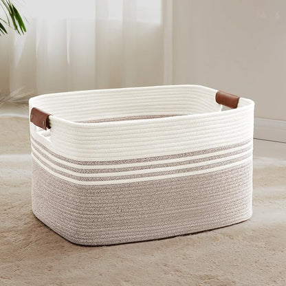 72L Large Laundry Basket with Leather Handles by SunNewt