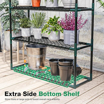 Joyside Outdoor Plant Shelves, 4 Tier 2 Pack Metal Stable Greenhouse Shelving - Image 6