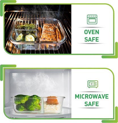 PrepNaturals 4 Pack 34 Oz Glass Meal Prep Containers - Image 4