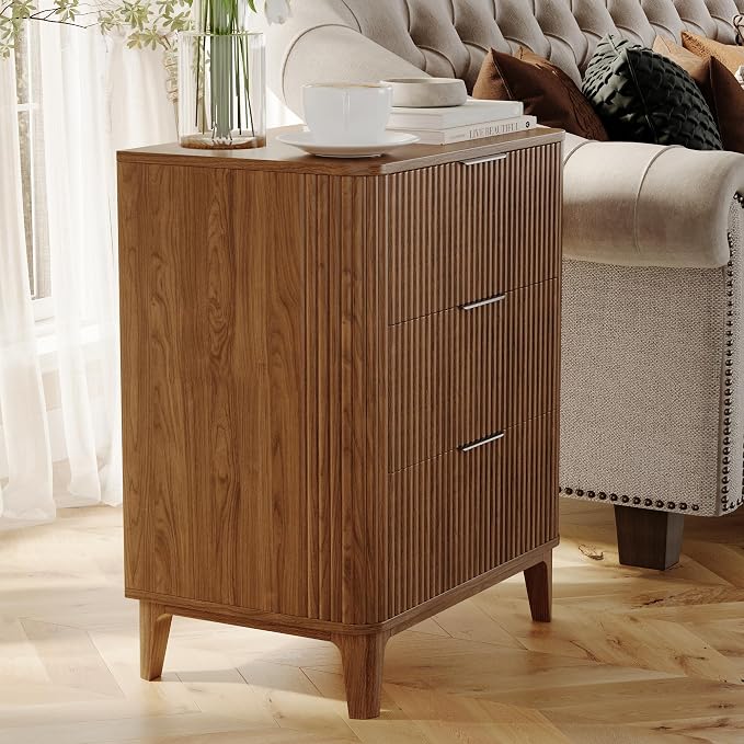 3 Drawer Fluted Dresser for Bedroom, Modern Closet Dressers Chest of Drawers - Image 6