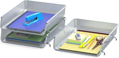 Simple Houseware Stackable Desk File Document Letter Tray Organizer, 3 Packs - Image 2