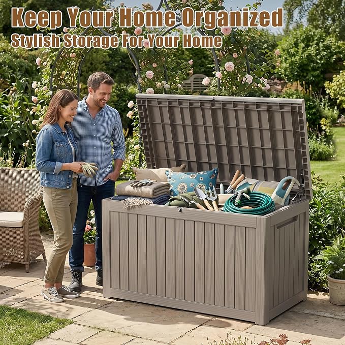 300 Gallon Outdoor Storage Box, Extra Large Resin Deck Box, Waterproof Lockable - Image 7