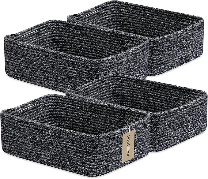 Large Shallow Organizing Baskets 15x11x5.1 Inches by MiniArkStorageBasketsHome