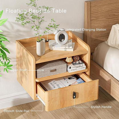 Floating Nightstand Set of 2, Modern Wall Mount Bedside Table - Image 5