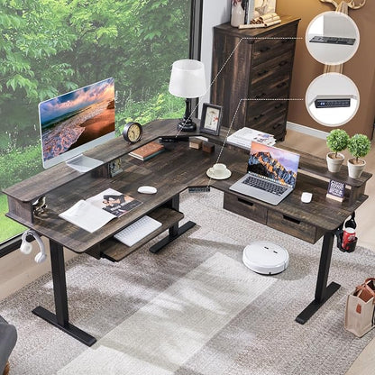 RedLemon 60 Inches L Shaped Electric Standing Desk, Height Adjustable Corner by REDLEMON