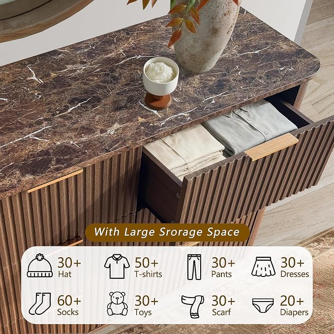 win2win 6 Drawer Dresser, Mid Century Modern Dresser - Image 5
